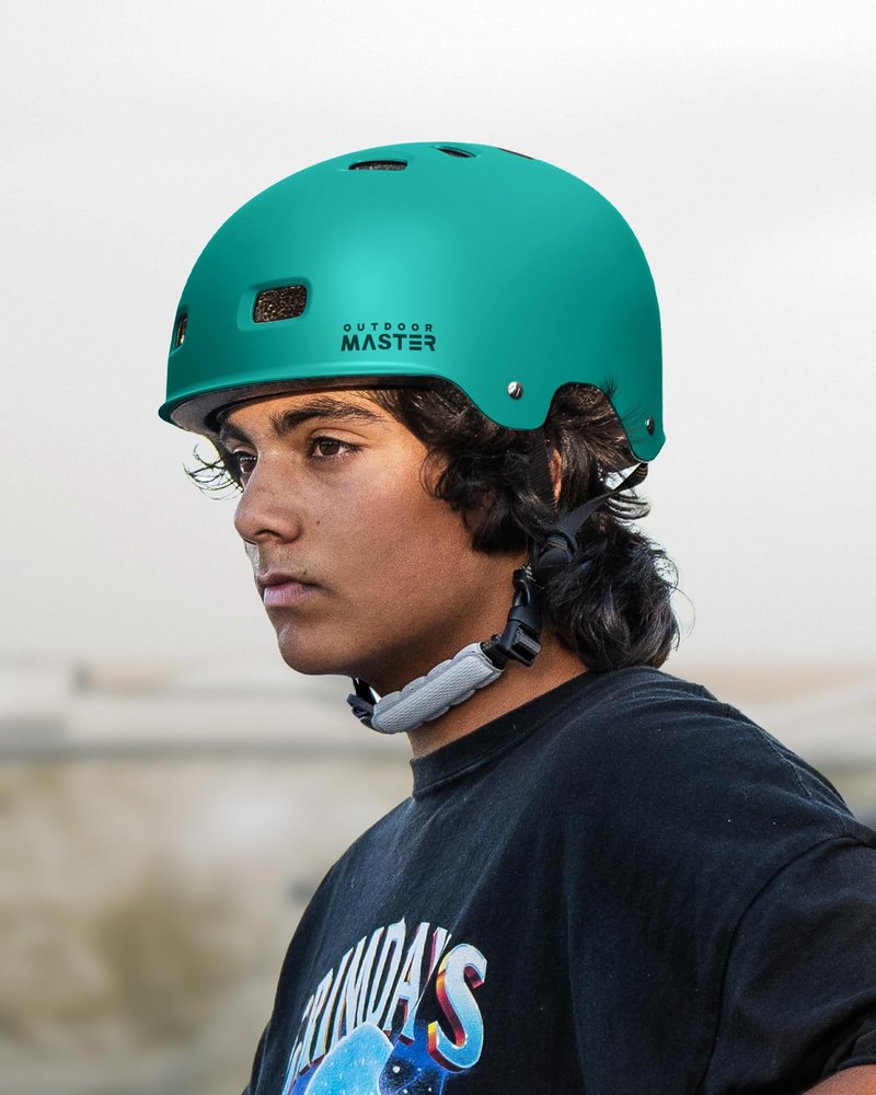 OutdoorMaster Skateboard Cycling Helmet - Two Removable Liners Ventilation Multi-Sport Scooter Roller Skate Inline Skating for Kids, Youth & Adults - L - Sea Green