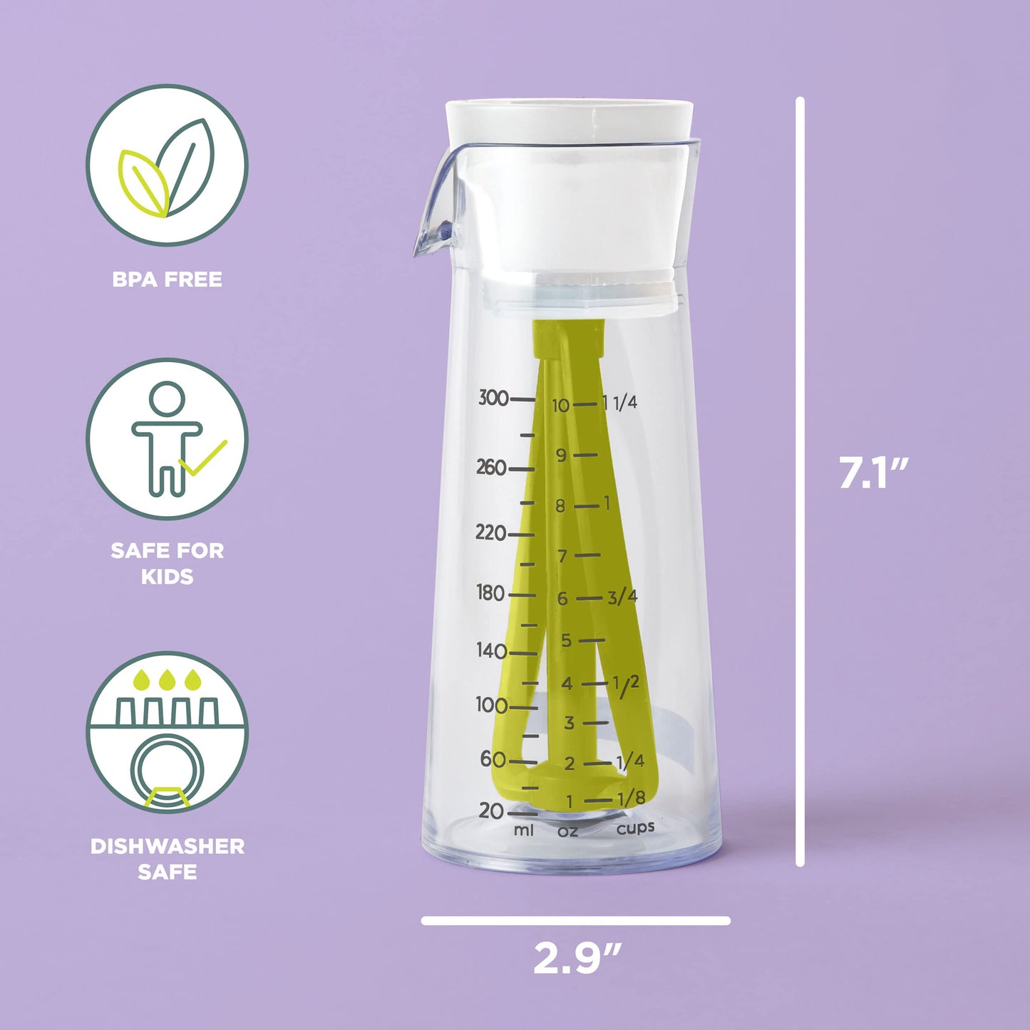 Chef'n Emulstir Salad Dressing Mixer Bottle, Make Salad Dressings and Vinaigrettes in Seconds, 300 ml,Green