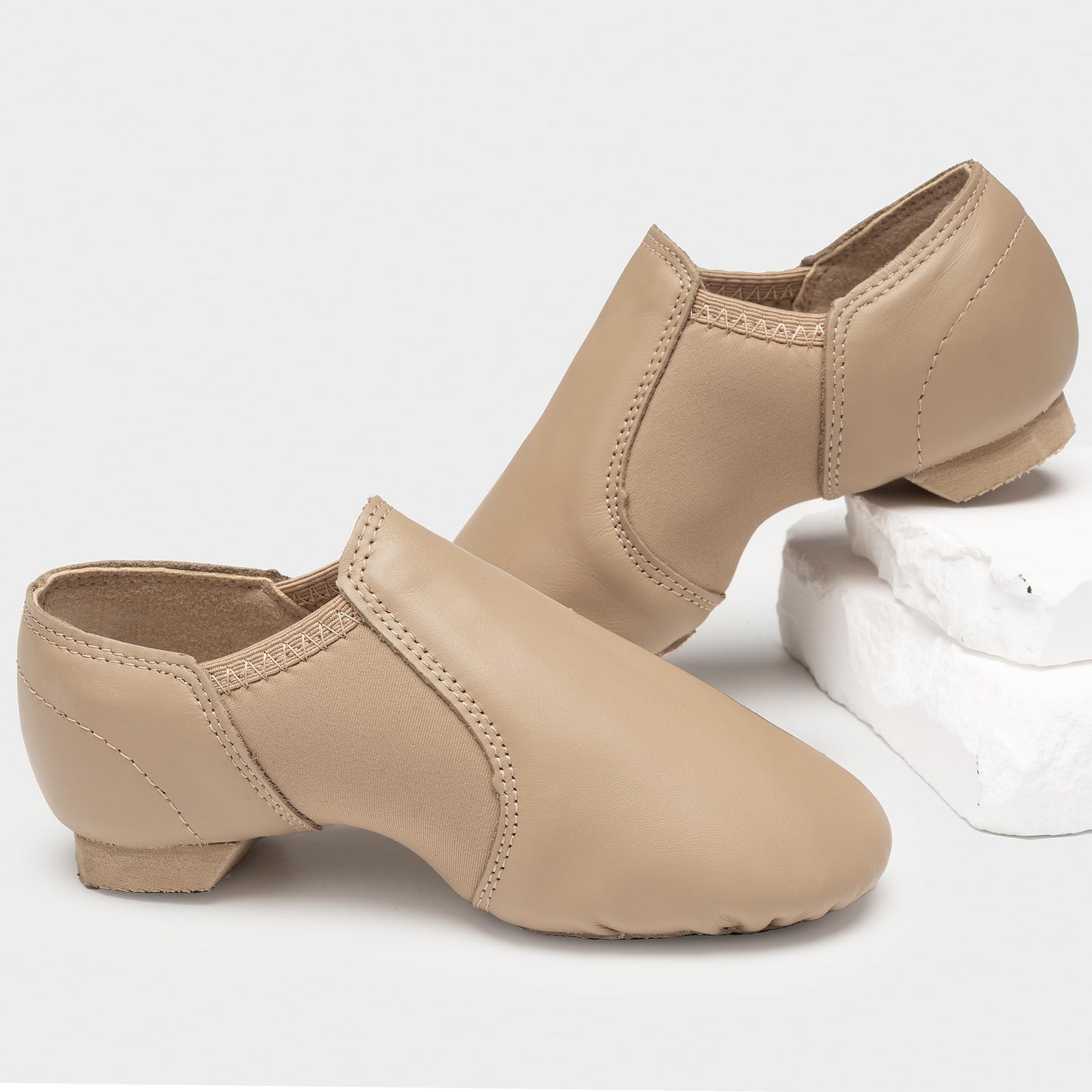 Stelle Jazz Shoes for Girls and Boys Slip-On Leather Dance Shoes (Toddler/Little Kid/Big Kid)(SJ05-Tan,5MB