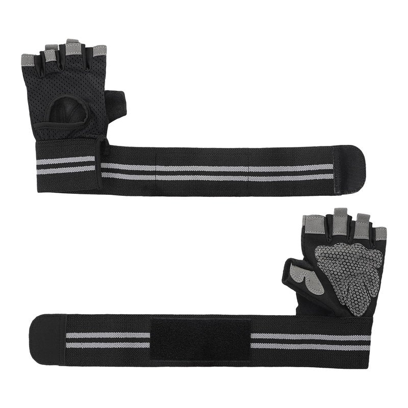 Greenery-GRE Workout Gloves with Wrist Support Weightlifting Gloves for Men Women Non-Slip Gym Gloves Fingerless Training Exercise Fitness (1, Black, X-Large-Men)