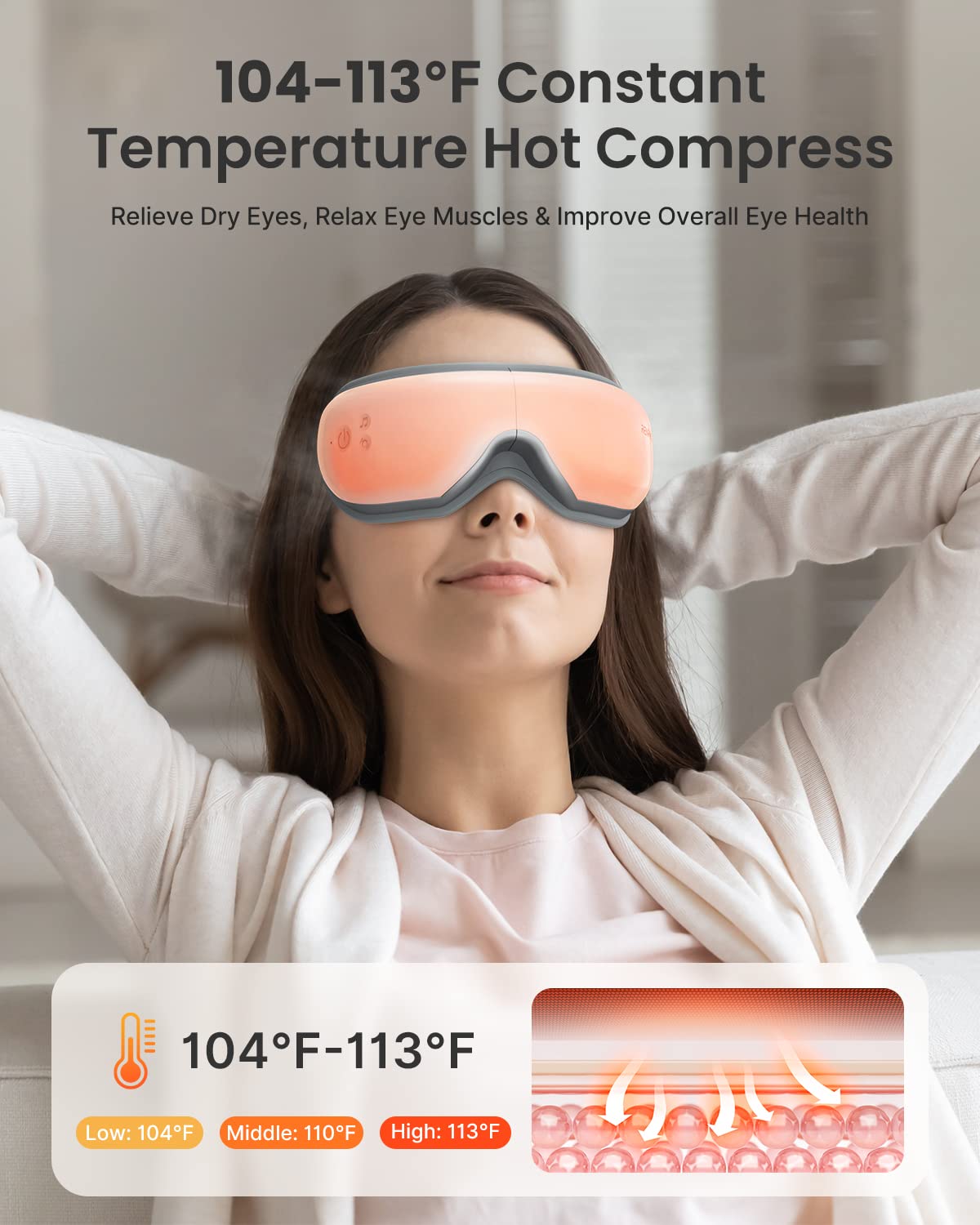 RENPHO Eye Massager with Heat, Valentines Day Gifts for Her Him Birthday Gifts for Women Mom, FSA Eligible HSA Eye Mask for Migraine,Sleep Mask for Dry Eyes Relax, Handheld Massager Eyeris 1