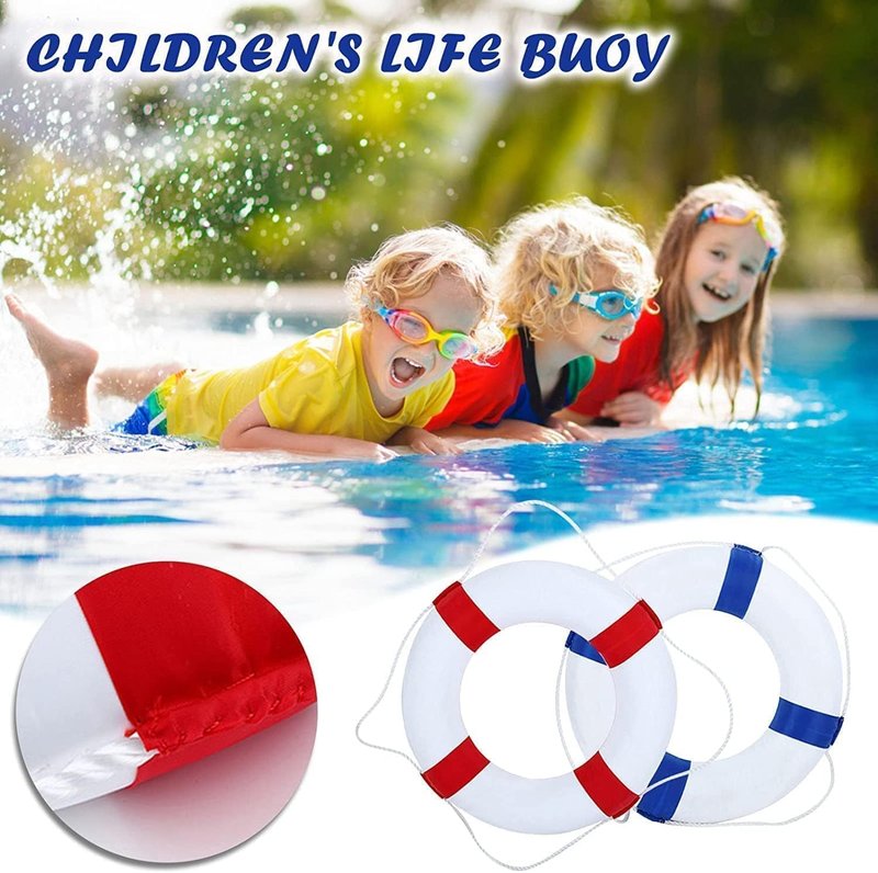 20Inch Throwable Life Preserver Ring with 98.4FT Floating Rescue Rope - Emergency Flotation Device for Boating, Pool, Lake & Beach - Swim Foam Buoy with Perimeter Line Kit (Blue Kit)