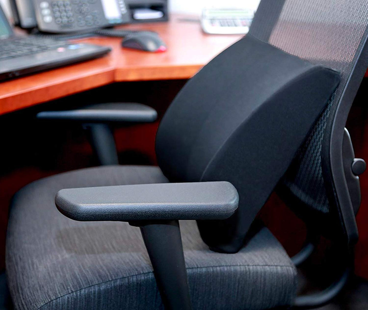 DMI Lumbar Support Pillow for Chair to Assist with Back Support with Removable Washable Cover and Firm Insert to Ease Lower Back Pain while Improving Posture,14 x 13 x 5,Contoured Foam,Elite,Black