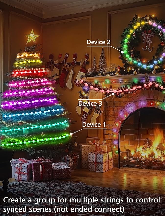 Smart Color Changing Globe String Lights, 33Ft 16 Million Colored Fairy Lights Plug in APP & Remote Control DIY Music Sync Twinkle Light for Bedroom Classroom Christmas Decor
