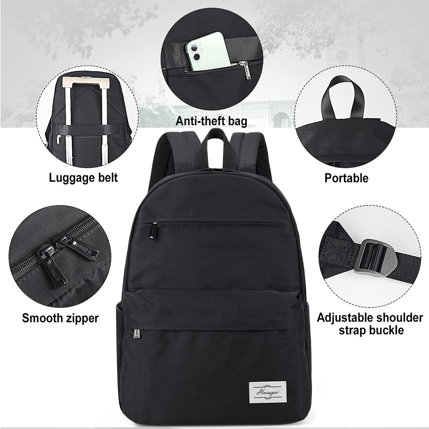 HASAGEI Backpack for Men and Women - 15.6 Inch Laptop Compartment, Modern Waterproof Daypack, Large School Bag for Teenagers, Hiking and Travel