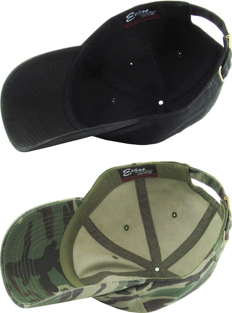 KBETHOS Classic Cotton Dad Hat Bundle Adjustable Unconstructed Plain Cap (One Size, Black + Camo (2 Pack))