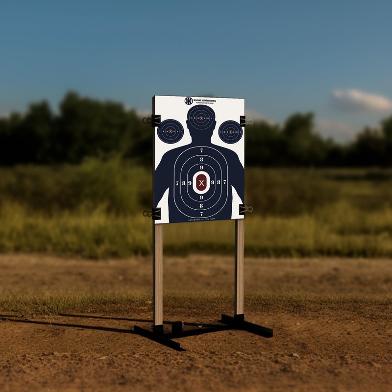 KNINE OUTDOORS Shooting Targets Paper, 12 x18 inch, Bulk for Hunting, Handguns, Pistols, Rifles, Silhouette with Red Bullseye, Blue Design (50 Pack)