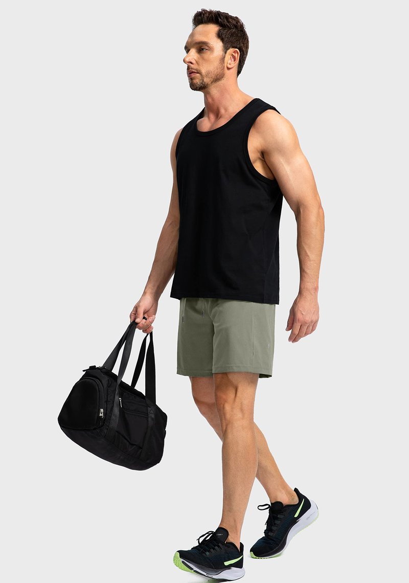 Men's Running Shorts with Zipper Pockets 7 Inch Lightweight Quick Dry Gym Athletic Workout Shorts for Men (Green Sage, 2XS)