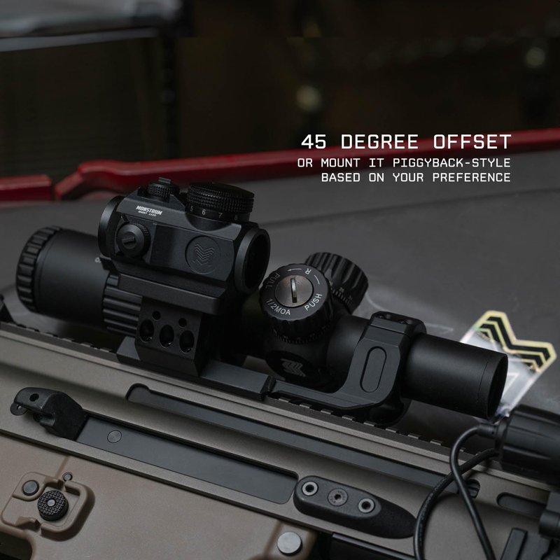 Monstrum Sidewinder Series Scope Mount with 45 Degree Canted Red Dot Sight Base | 30 mm Diameter | Picatinny
