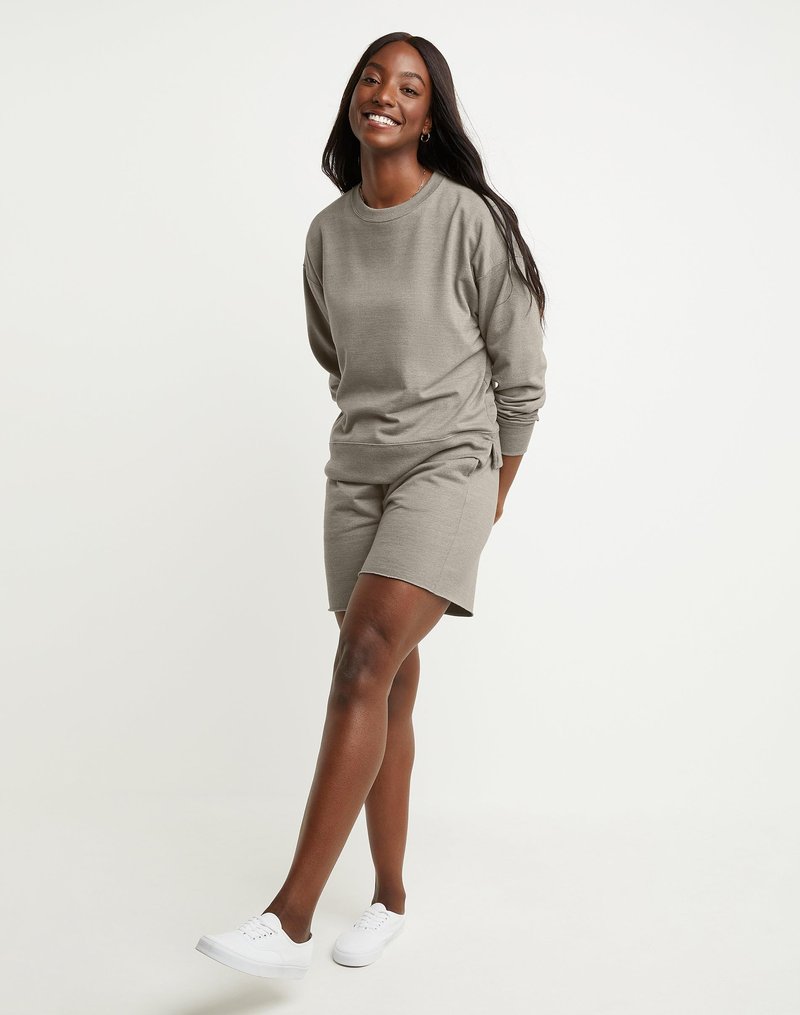 Hanes Women's Originals French Terry Shorts, Lightweight Fleece Raw Edge Hem Shorts, 5"