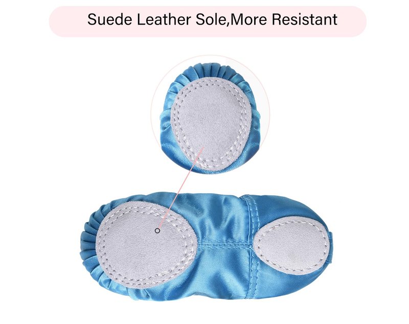 Stelle Ballet Shoes for Girls Satin/Ribbons Ballet Slippers Dance Shoes(Toddler/Little/Big Kids)(Blue,7MT)