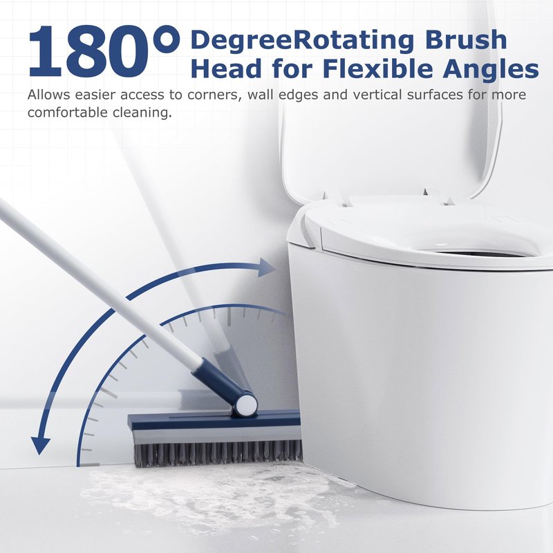 IVYROLL Grout Brush with Long Handle, Grout Cleaner Brush for Tile Floors, Stiff Bristles for Crevice, Tile Line, Shower, Kitchen, Bathroom
