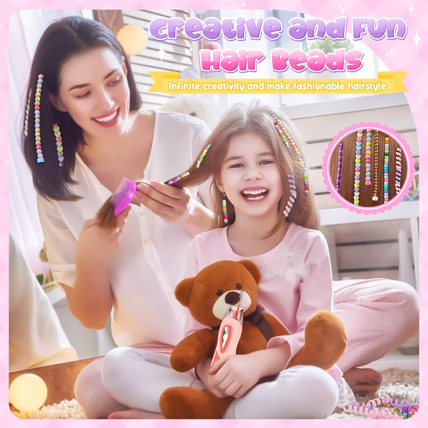 Gifts for Girls: Hair Accessories & Toys Age 5-12 - DIY Hair Princess Decoration Braiding Kit with Gems Stamper