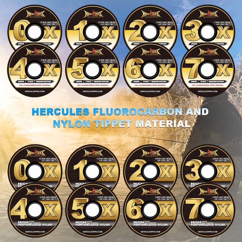 HERCULES Fly Fishing Tippet 3 Pack with Fly Tippet Holder, 3X - 6.83LB - 55YDS, Nylon