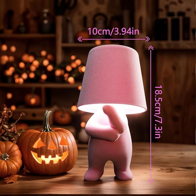 Modern Creative Design Table Lamp for Youth: Rechargeable Cute Light for Kids Child Teen -Bedside Lamps for Nightstand- Gift for Birthday Christmas Halloween Easter, 3-Color Dimmable.