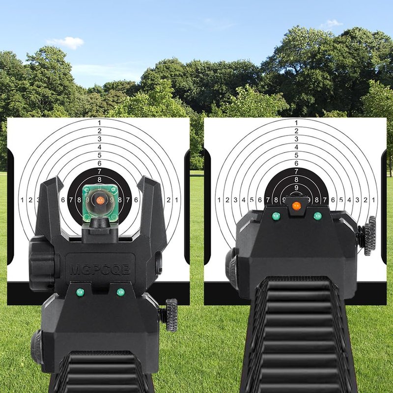 ohhunt Fiber Optic Sights Foldable Flip Up Sights Back up Sight Polymer Fiber A15 (Black 3)