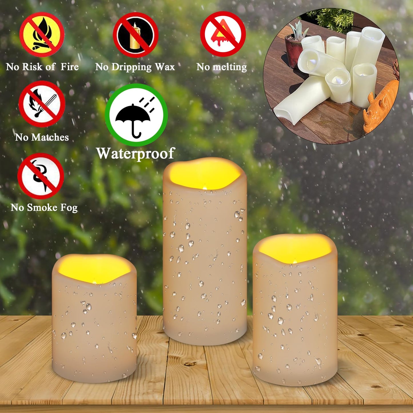 Artmarry Flameless Candles 4" 5" 6" Set of 6 Ivory Waterproof Pillars 3" Diameter Battery Operated Flickering Candles Include 10-Key Remote Timer Function 400+ Hours by 2 AA Batteries (6 Pack)
