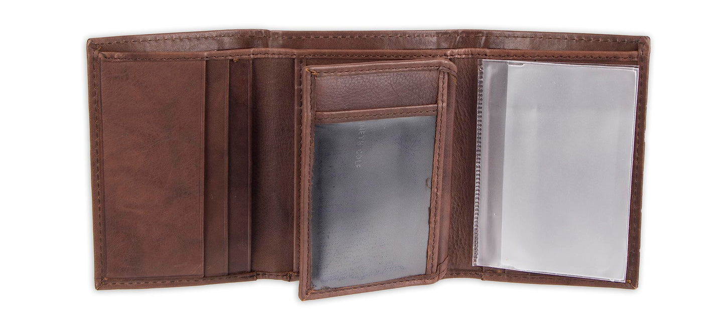 Kenneth Cole REACTION mens - Rfid Genuine Leather Slim Trifold With Id Window and Card Slots Wallet, Brown, One Size US