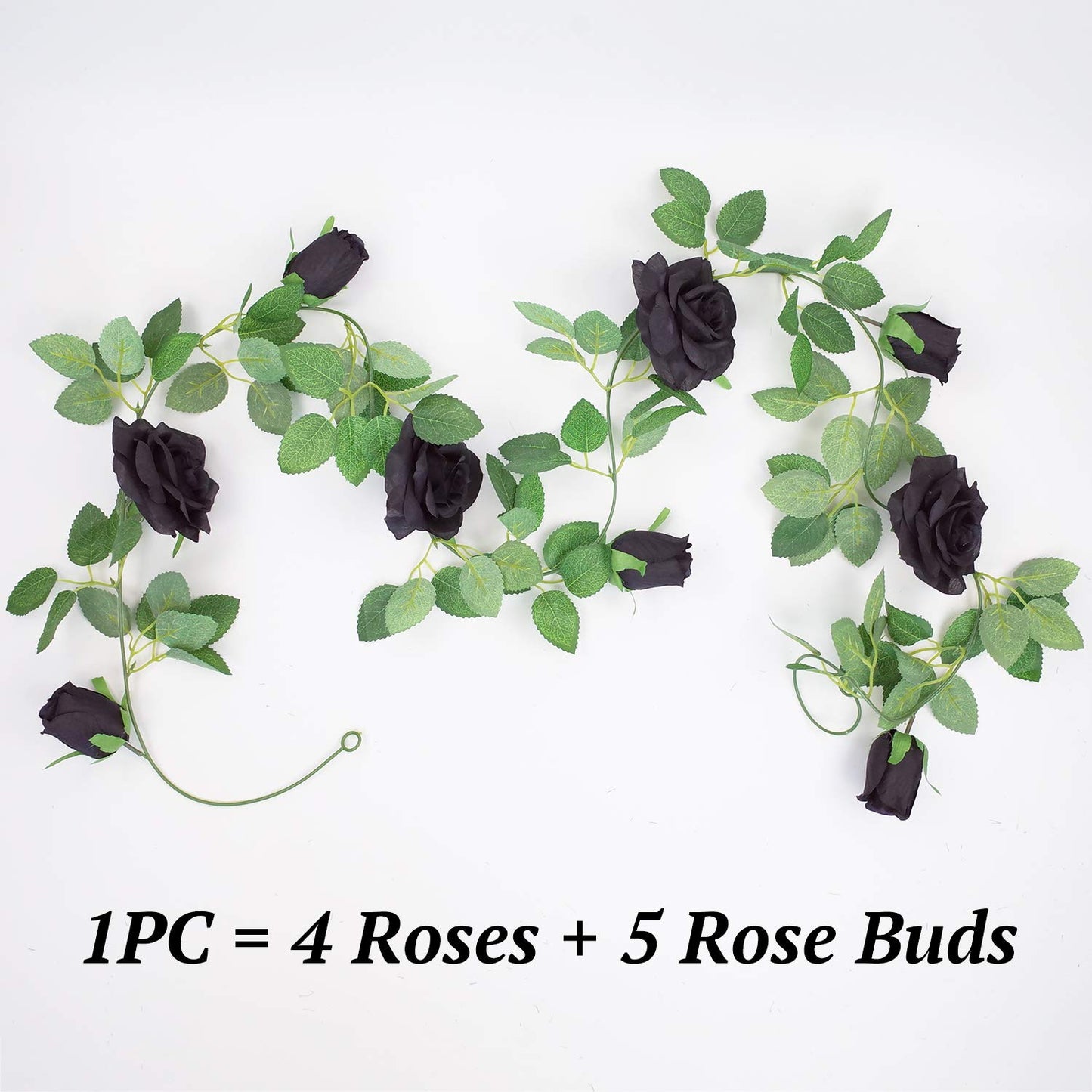 Etistta 2 PCS 6.5 Ft. Artificial Black Rose Vine for Halloween Decor, Hanging Black Silk Flower Garland for Outdoor Home Wall Decorations
