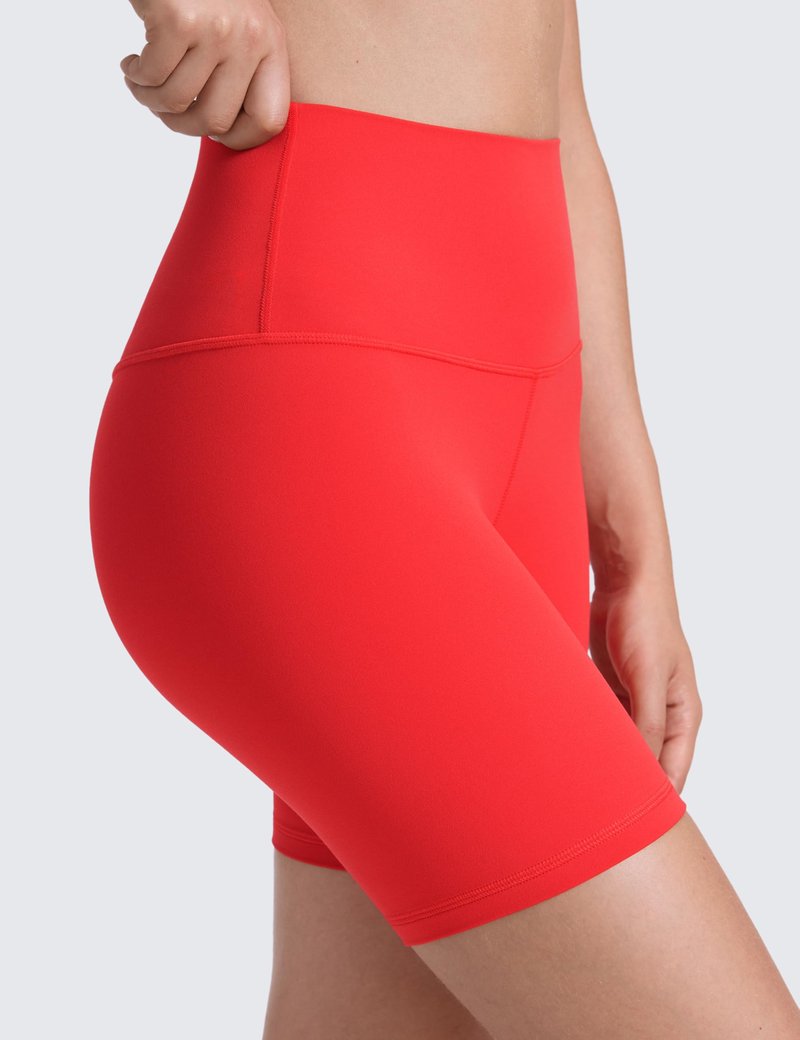 CRZ YOGA ButterLuxe Biker Shorts 6" - High Waisted Workout Running Volleyball Spandex Yoga Womens Deep Red Large