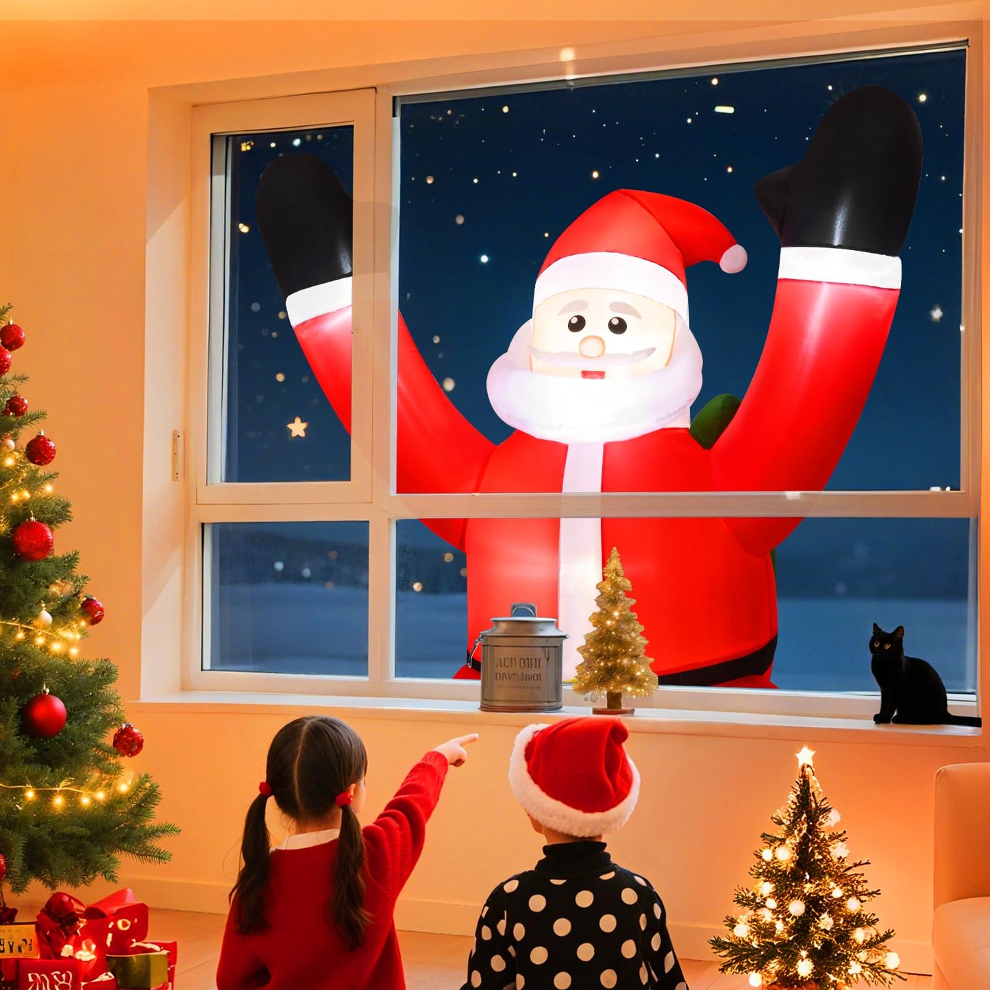 Yinhua 6 FT Christmas Inflatables Climbing Santa Claus Inflatable Outdoor Decoration, Hanging Christmas Blow Up Yard Decorations with Built-in LED Lights for Window Wall Roof Decor Holiday Party