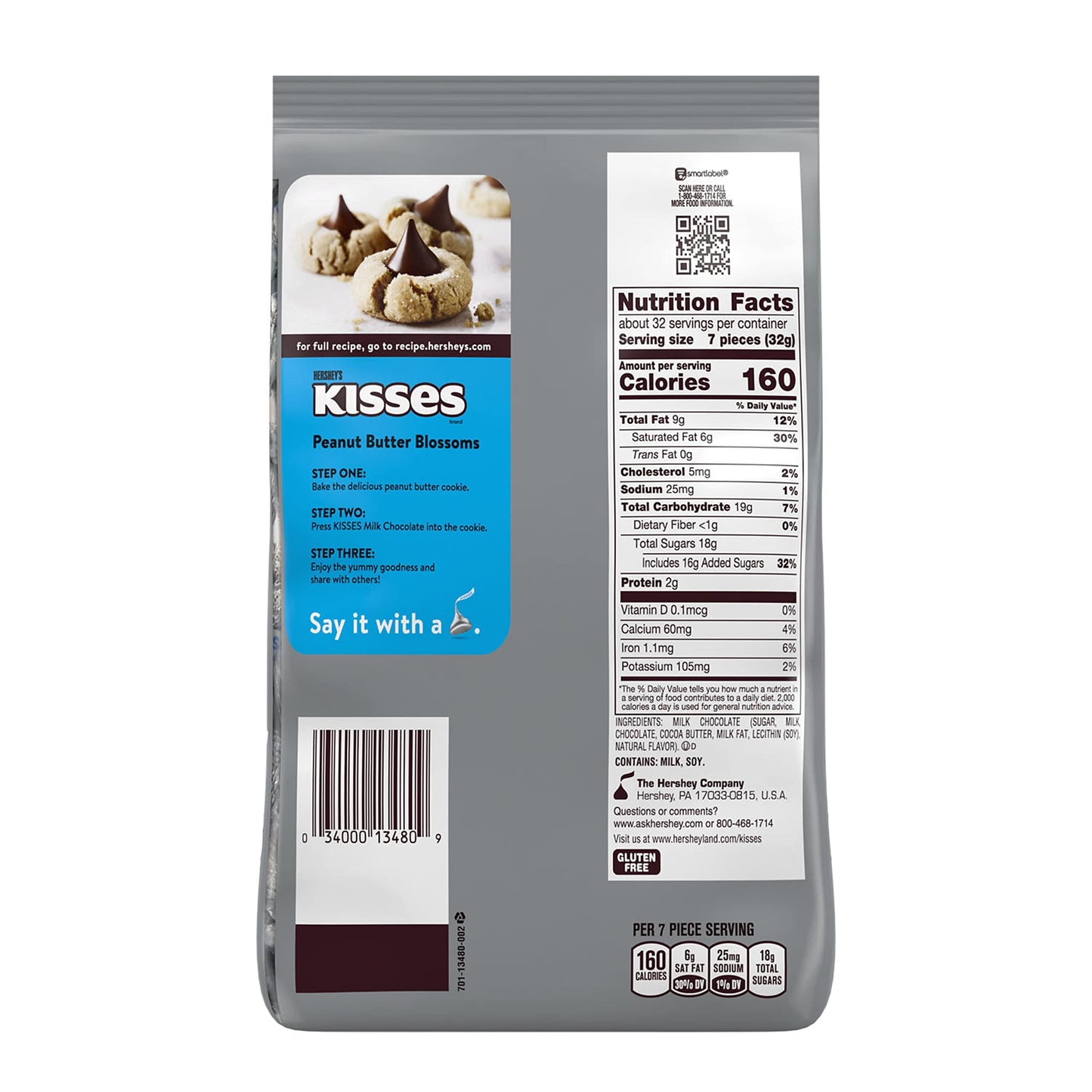 HERSHEY'S KISSES Milk Chocolate Candy Party Pack, Halloween Candy, 35.8 oz