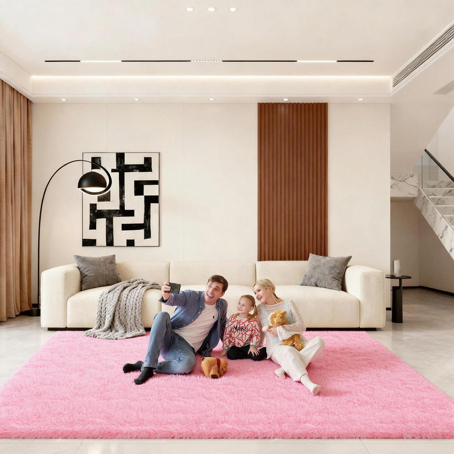 Ehayx Pink Rugs for Living Room, Large Fluffy 6x9 Area Rugs for Bedroom, Fuzzy Shag Soft Non-Slip Carpet for Kids Girls and Boys Nursery Dorm Indoor Room Home Decor (6ft X 9ft, Pink)
