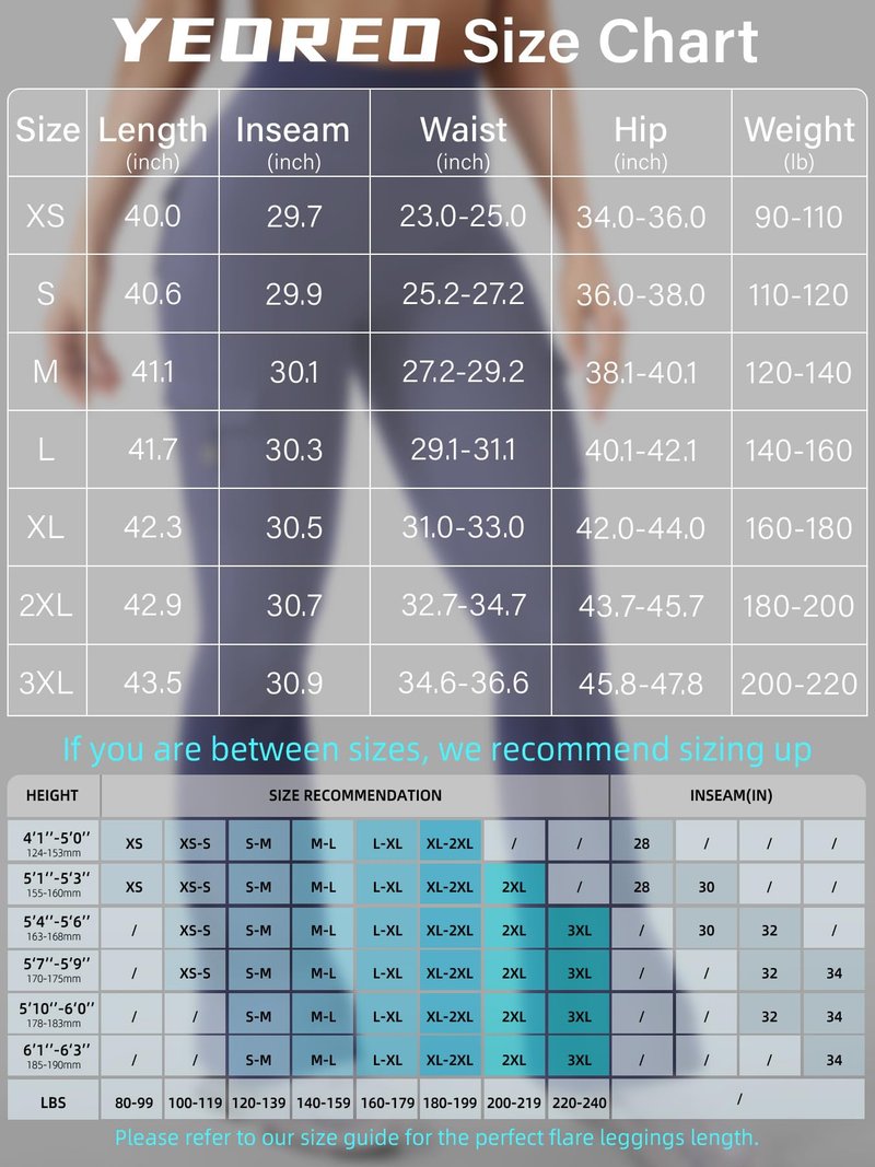 YEOREO CoreFlex Women Workout Flare Leggings with Pockets Hidden Scrunch High Waisted Cargo Gym Yoga No Front Seam Leggings Dark Blue L