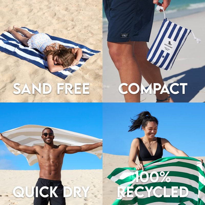 Dock & Bay Customized Beach Towel - Quick Dry, Sand Free - Compact, Lightweight - 100% Recycled - Includes Bag - Cabana Light - Lombok Lilac - Large