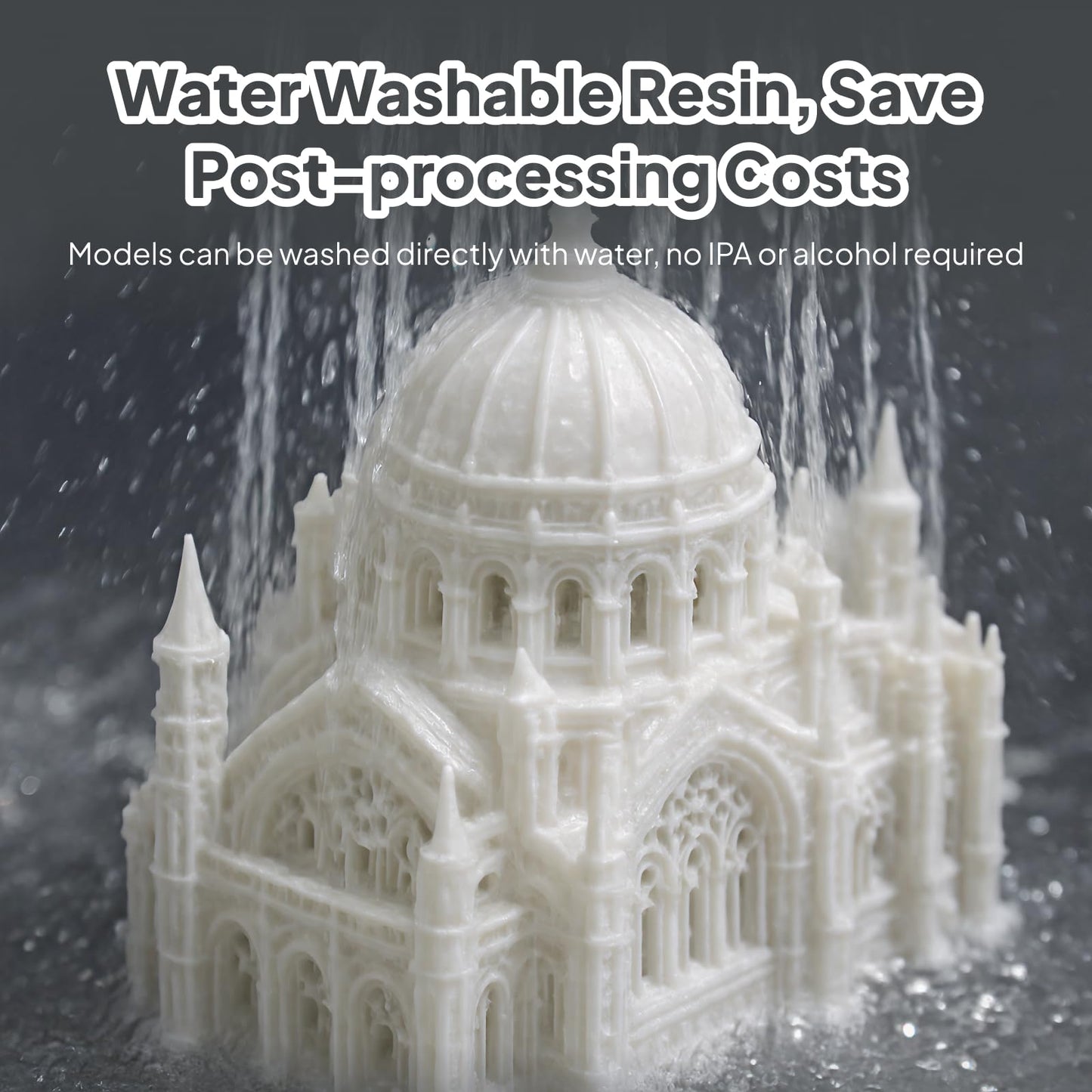 ELEGOO Water Washable 3D Printer Resin 1.0, Ceramic Grey 1000g, Fast Curing, Easy Cleanup with Water, Smooth Finish & High Precision 405nm UV Resin for LCD/MSLA 3D Printing