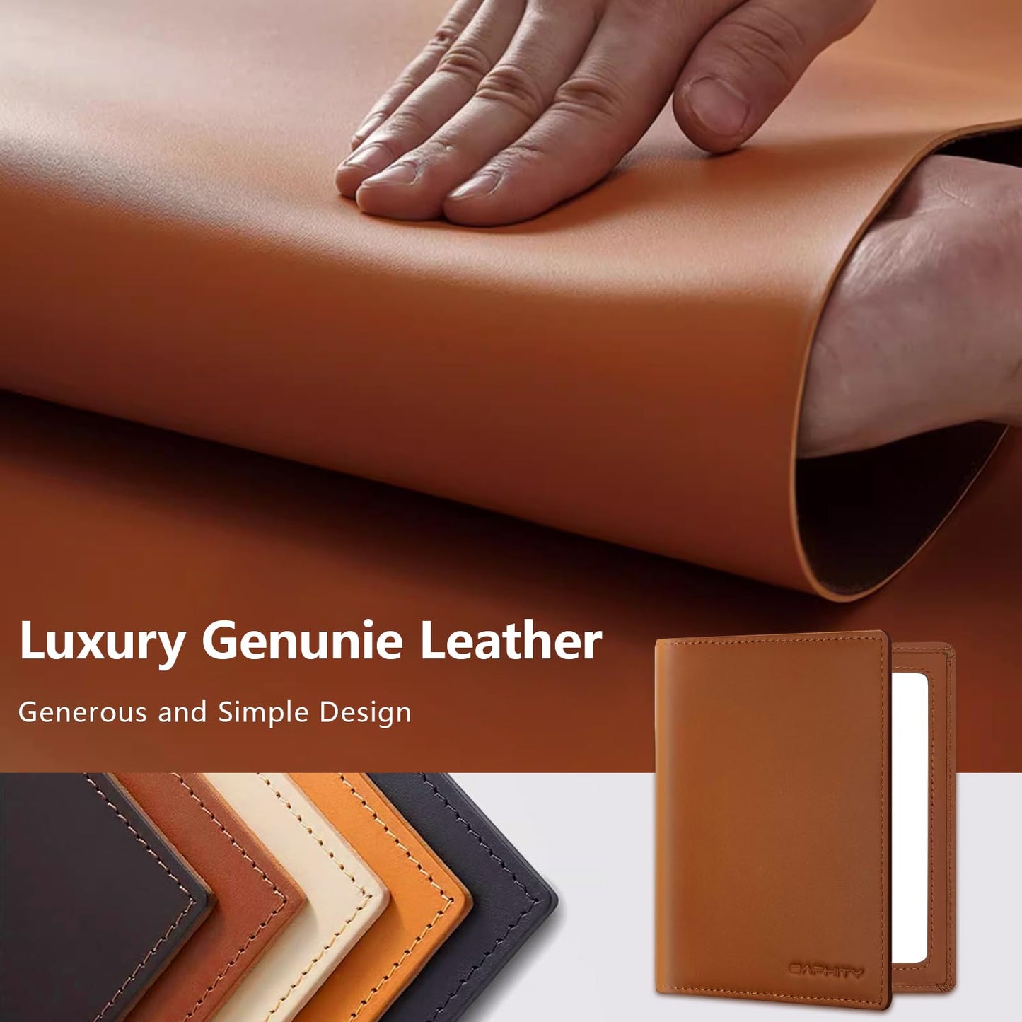 Genuine Leather Passport Holder Wallet Cover for Women and Men,Rfid Travel Wallet Passport Document Holder with Zipper Pocket Gift for Women and Men-Fathers Day Dad Gifts - Brown