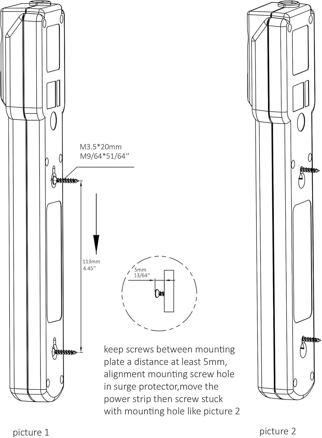 Amazon Basics Rectangle 6-Outlet, 600 Joule Surge Protector Power Strip, 2ft, Small, White, 2-Pack