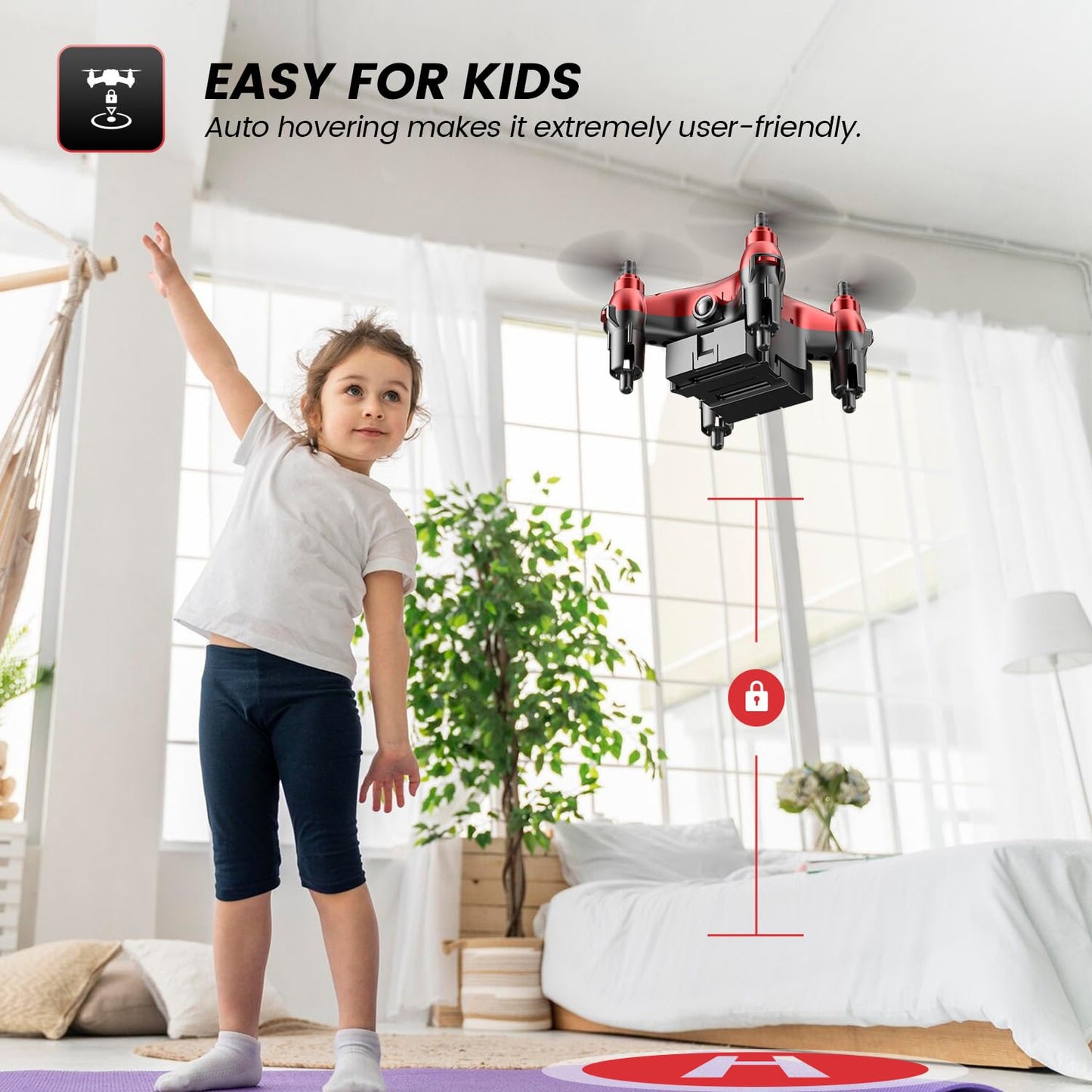 Holyton HT02 Mini Drone for Kids Beginners, Easy Pocket RC Quadcopter with Altitude Hold, 3D Flips, 3 Speed Modes, 3 Batteries, Headless Mode, Protection Guards and Emergency Stop, Gift for Boys Girls