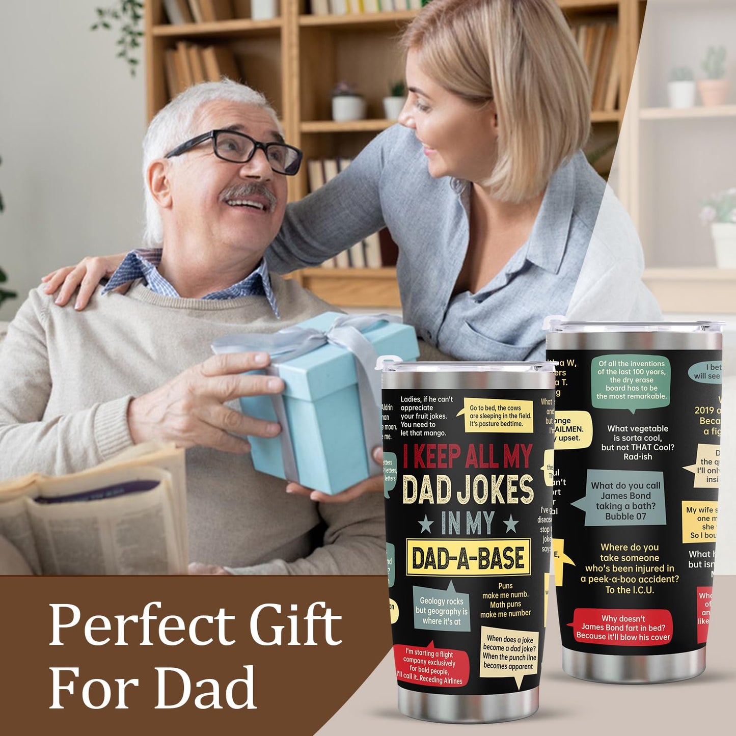 Ulrhpc Christmas Gifts for Dad Men:Dad Joke 20oz Tumbler Birthday Gifts for Dad Men Adults Grandpa Husband Stepfather Present Decorations on Fathers Day Christmas Thankgiving