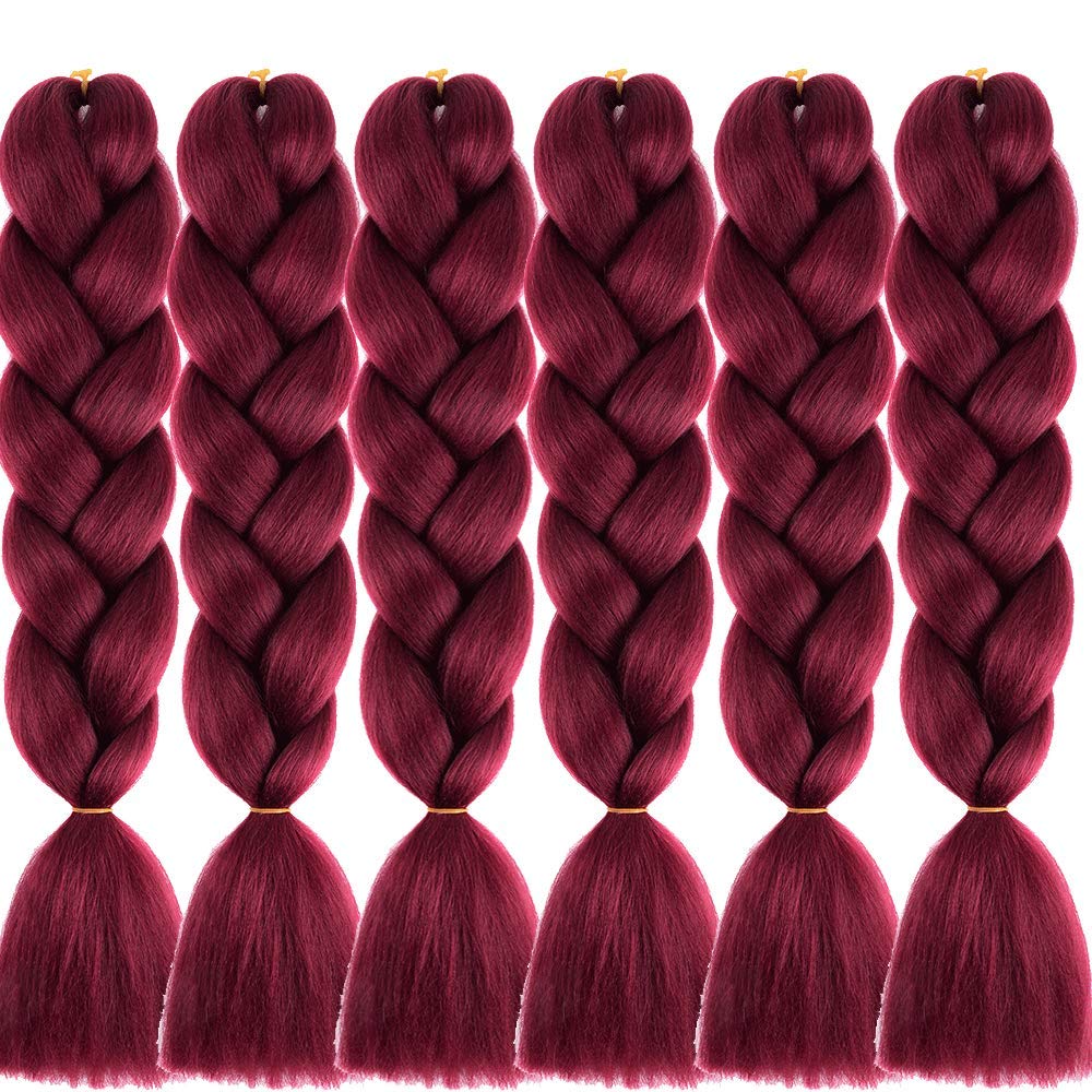 burgundy braiding hair 6pc kanekalon hair braiding Hair Extension 24 Inch ombre jumbo Braids For Braiding Crochet Twist Braiding hair burgundy