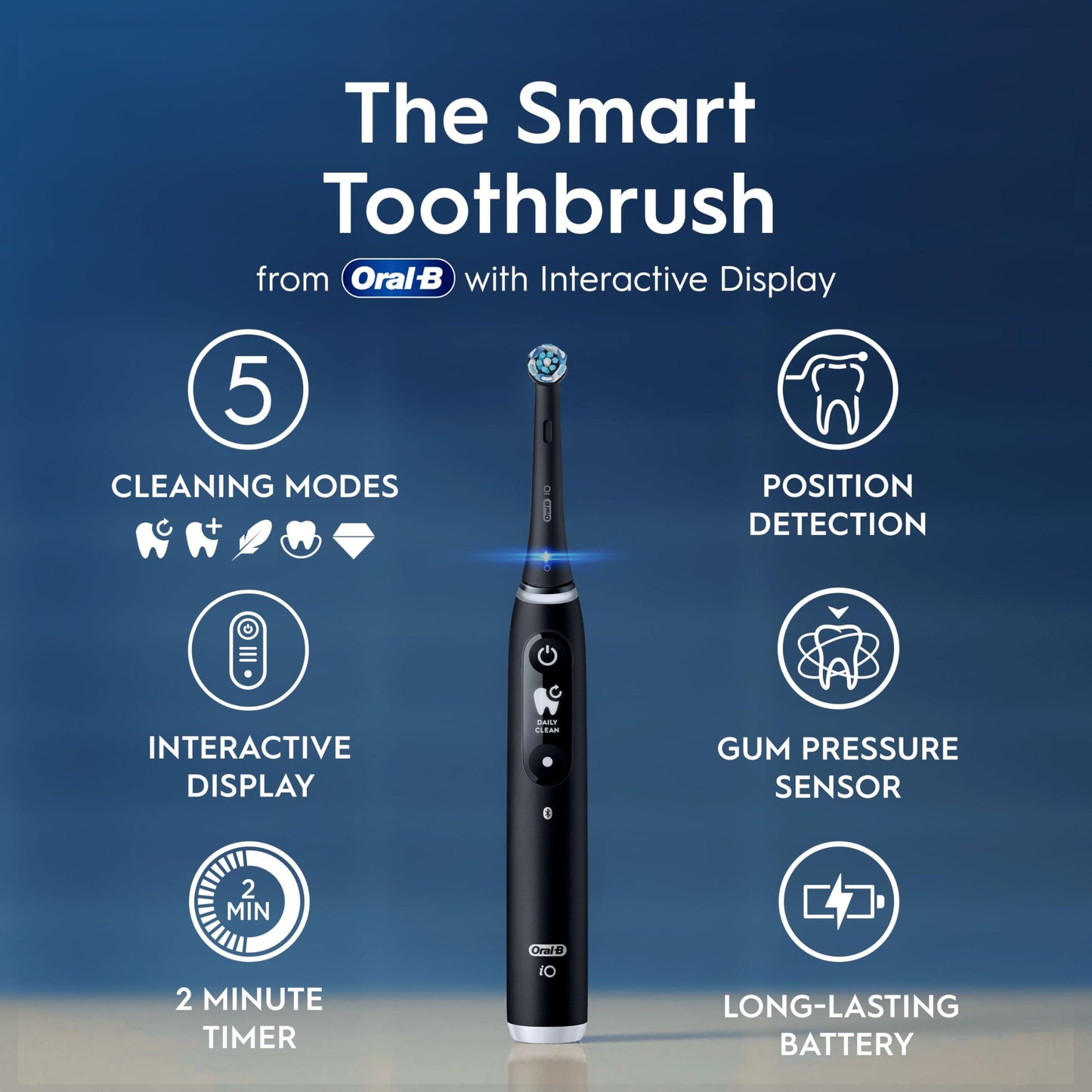 Oral-B iO6 Electric Toothbrushes For Adults, 1 Toothbrush Head, 5 Modes with Teeth Whitening, UK 2 Pin Plug, Black Lava, Travel Case Colour May Vary