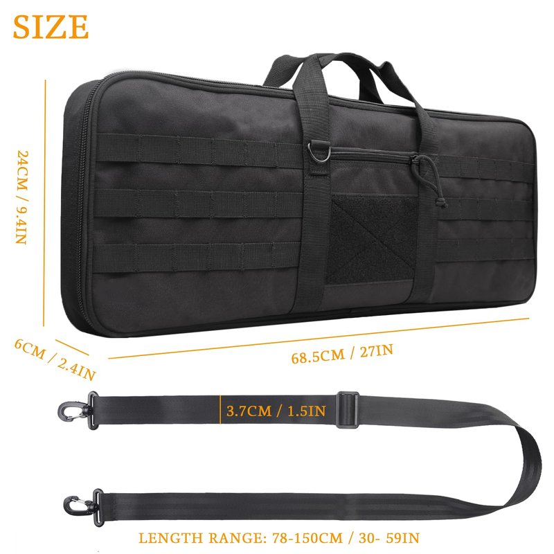 XTACER Tactical Bow Case MOLLE Recurve Takedown Bow Case Fully Padded Case (Black)