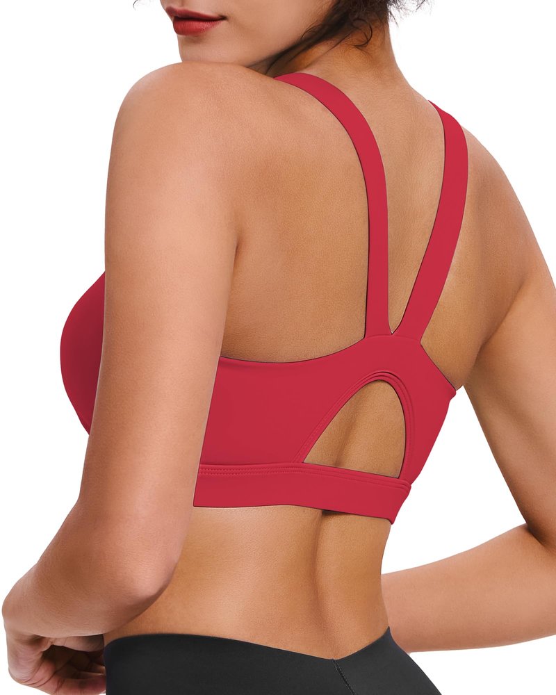 Sports Bras for Women, High Impact Sports Bra - Racerback Running Bra Padded Yoga Bra, Workout Crop Tank Tops Longline(Red)