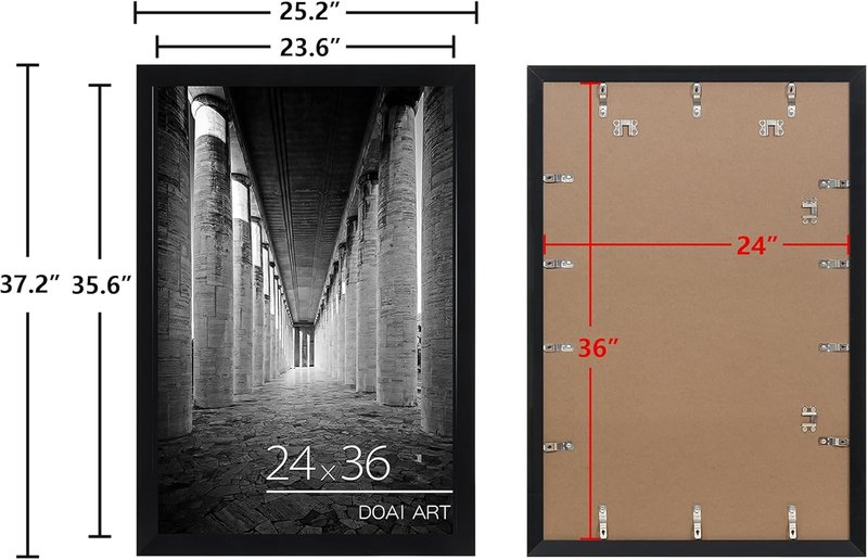 24x36 Poster Frames - Black 2 Pack with HD Plexiglass | Durable Scratch-Proof Design for Vertical or Horizontal Mounting