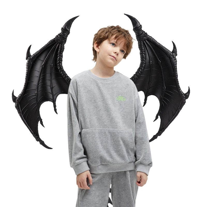 MANO Halloween Dragon Costume Cosplay Carnival Wings Tail Accessory(Black)