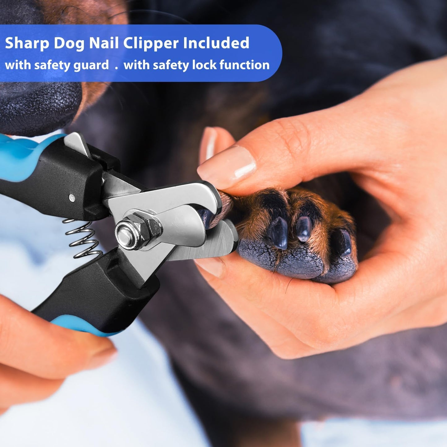 YABIFE Dog Nail Grinders, Dog Nails Clippers and Trimmers Kit, Super Quiet, Rechargeable, Pet Nail Grinder, for Small Large Dogs Cats Toenail Claw Grooming,3 Speeds,Dark Blue