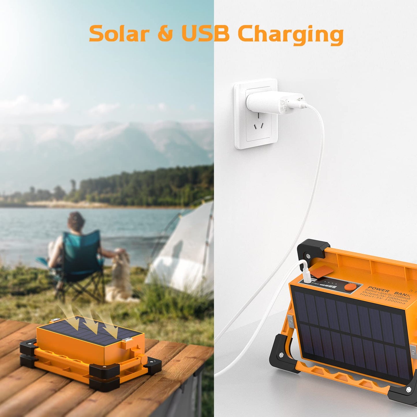 80W Rechargeable LED Work Light, 4 Modes Portable LED Work Light, Waterproof USB 11000 mAh Battery for Repairing, Garage, Camping, Emergency
