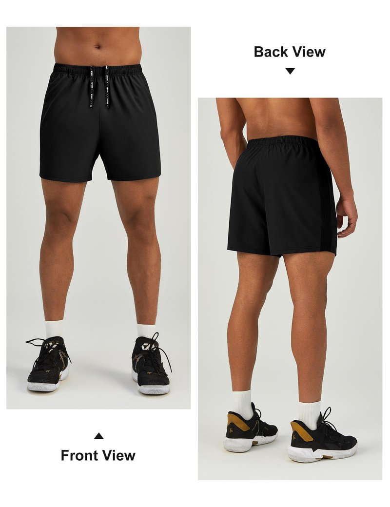 Pesfix Mens 5'' Lightweight Athletic Shorts Quick Dry Gym Workout Running Shorts with Zipper Pockets Black,Large