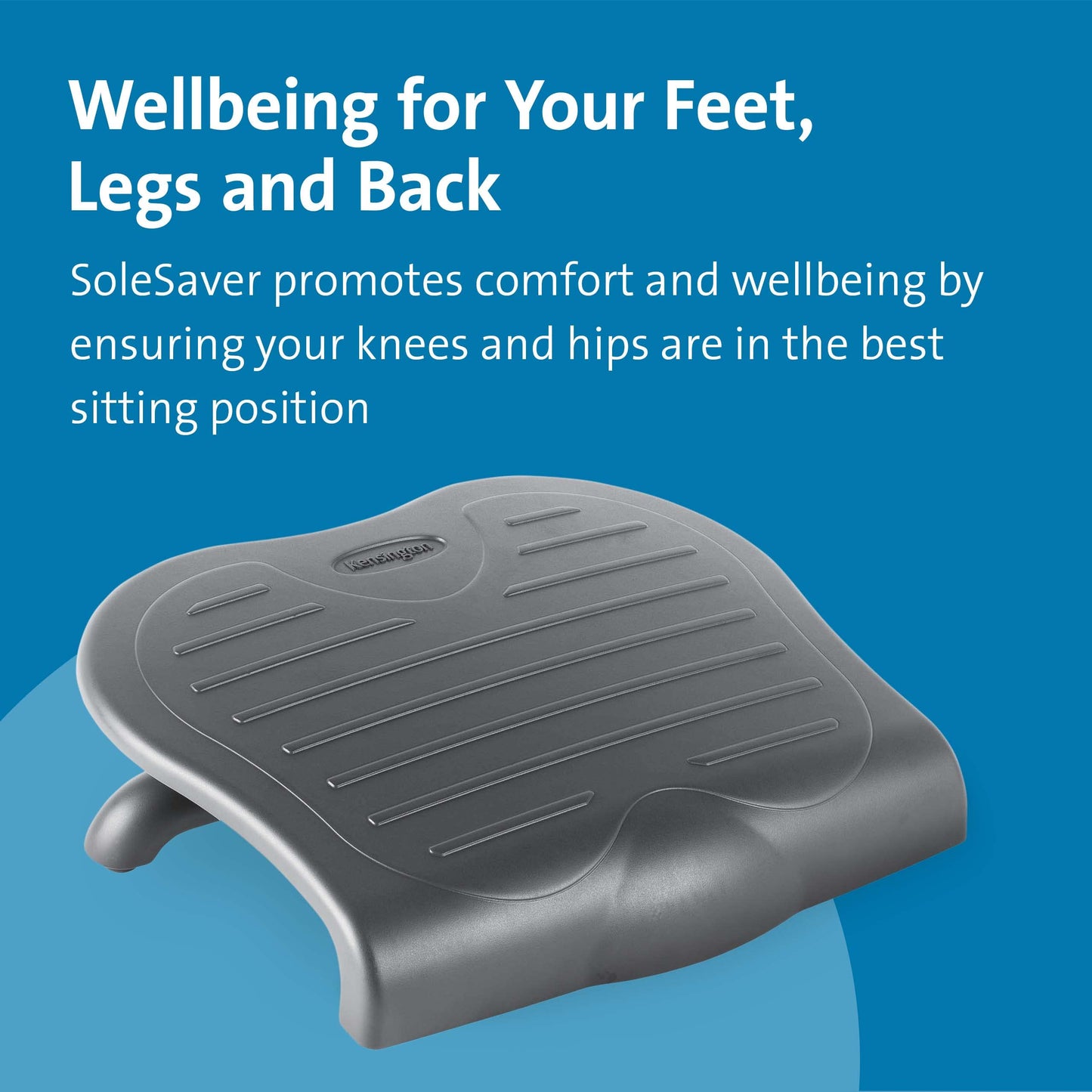 Kensington SoleSaver Foot Rest for Under Desk, Adjustable Ergonomic Foot Stool, Footrest with 3-Level Tilt Adjustment and Contoured foot grip panel for Office Desk & Home 56152