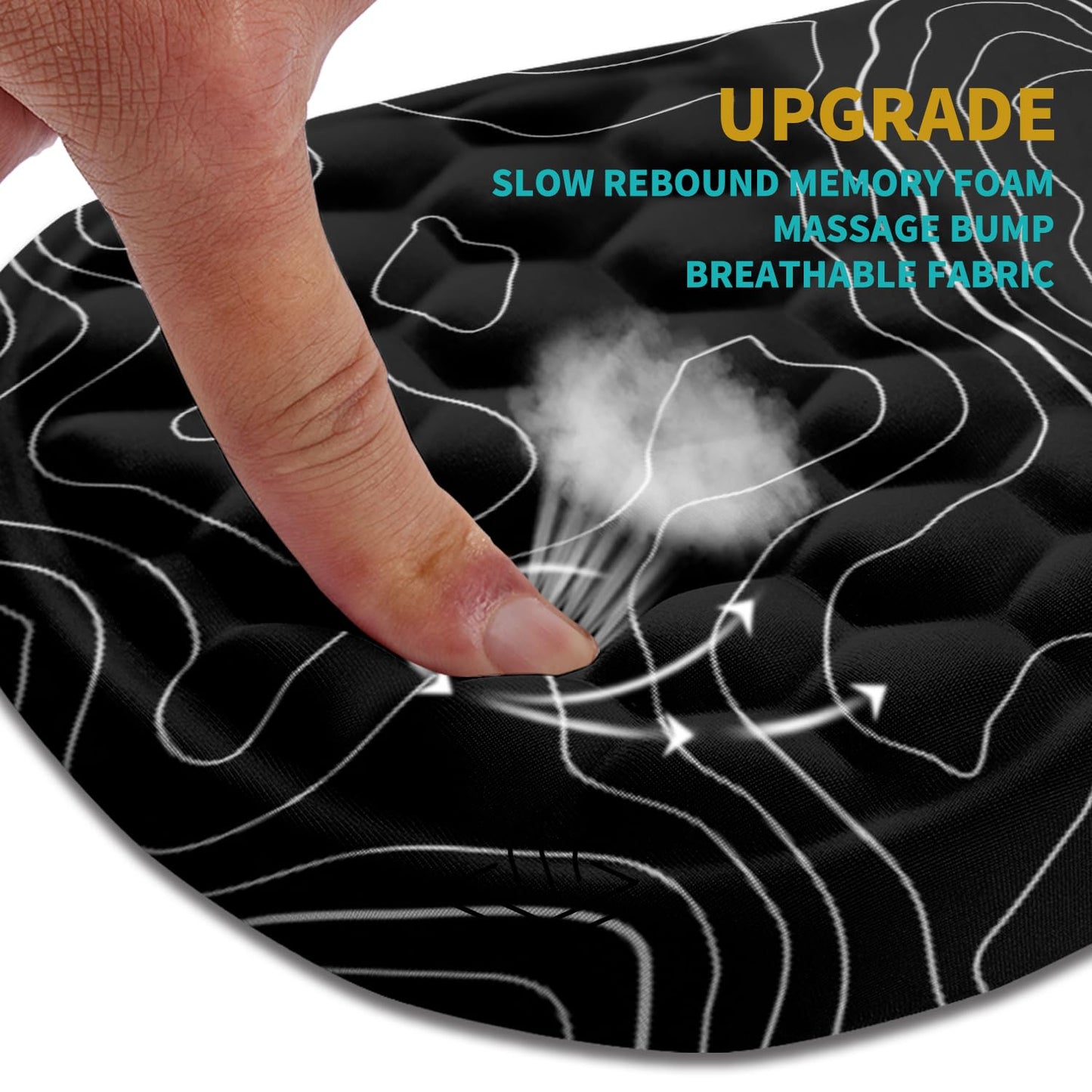 Hokafenle Ergonomic Mouse Pad Wrist Support, Wrist Rest Mousepad for Carpal Tunnel Pain Relief with Integrated Memory Foam Slope Massage Bulge (11.8x7.9 inch,Topographic Contour)