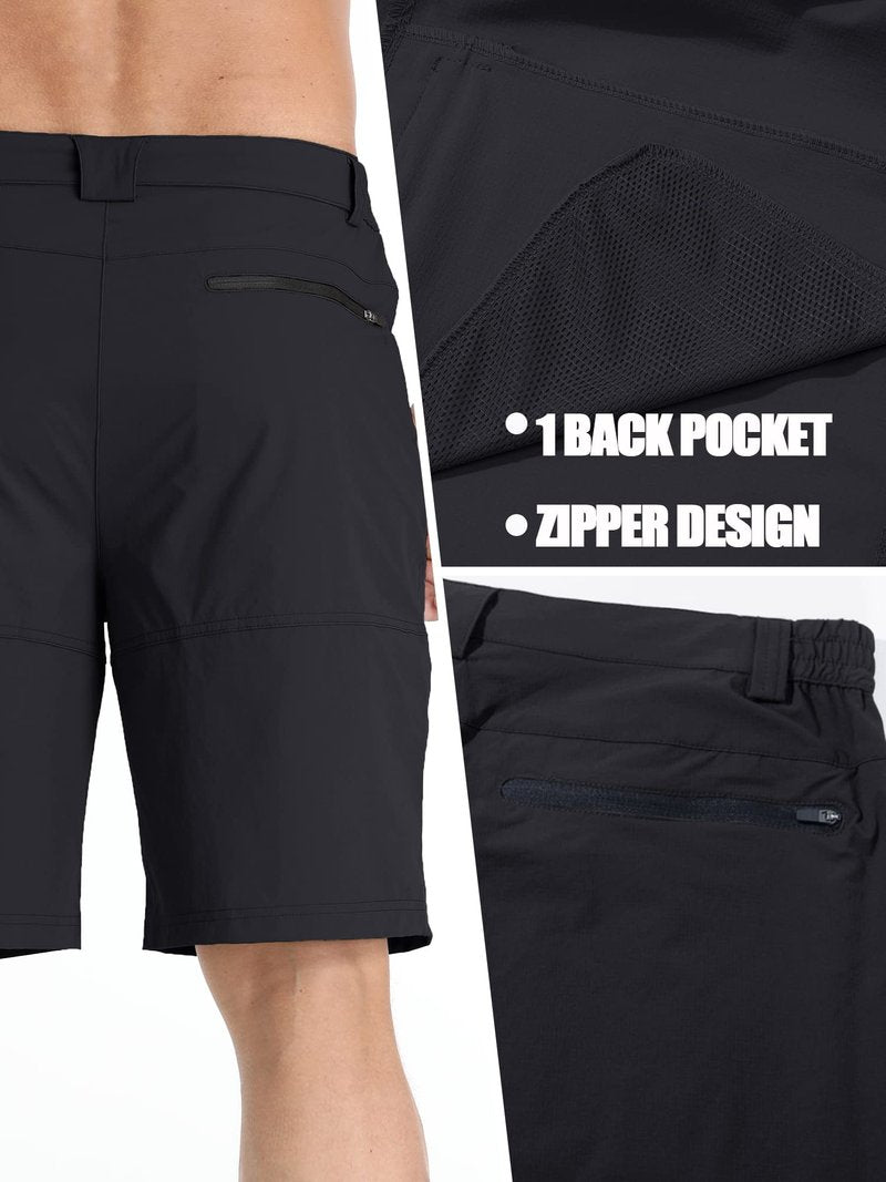 TACVASEN Mens 10" Hiking Cargo Shorts Golf Casual Lightweight Quick Dry Summer Dress Fishing Travel Shorts with Zipper Pockets Black 32