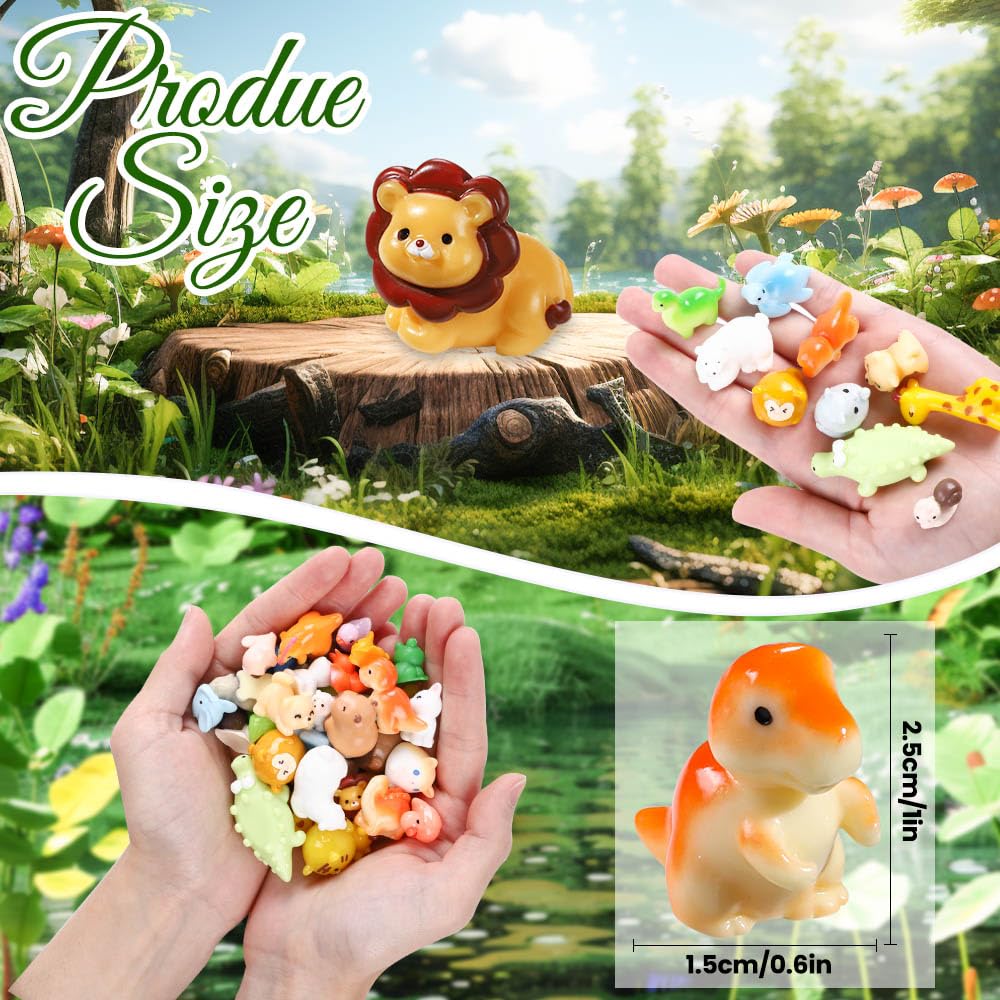 DIYDEC 40pcs Mini Resin Animal 40 Styles Tiny Resin Animals Miniature Little Small Animal Figures Bulk for Micro Fairy Garden Landscape Accessories Dollhouse Hide Crafts Decor Aquarium Toys