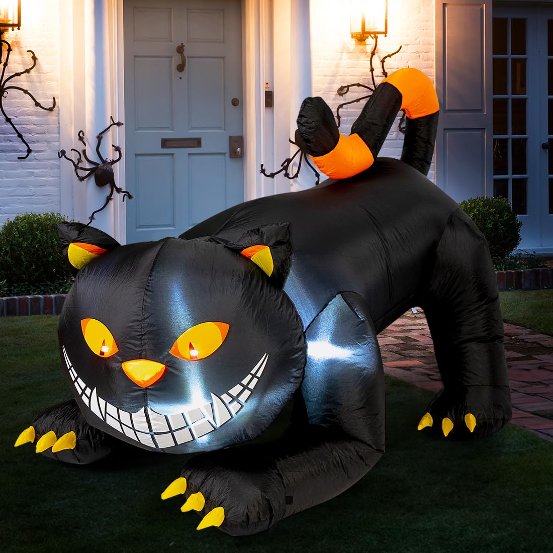 GOOSH 6 FT Halloween Inflatables Outdoor Black Cat with Shakable Head, Blow Up Yard Decoration with LED Lights Built-in for Holiday/Party/Yard/Garden