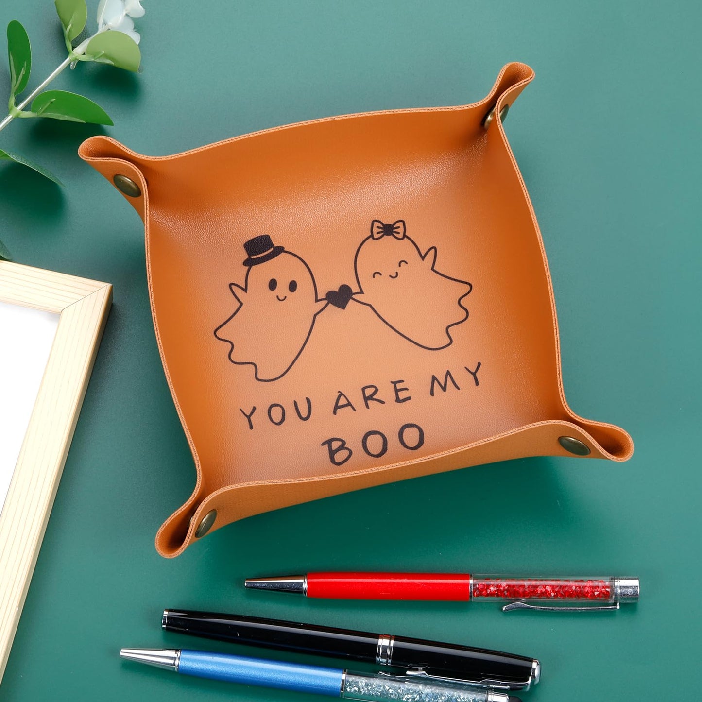 Halloween Boo Basket Stuffers for Him Her Halloween Stuff Gifts for Men Women Spooky Basket Stuffers Scream Themed Gifts for Girlfriend Boyfriend Anniversary Day Gift for Couple Christmas Leather Tray