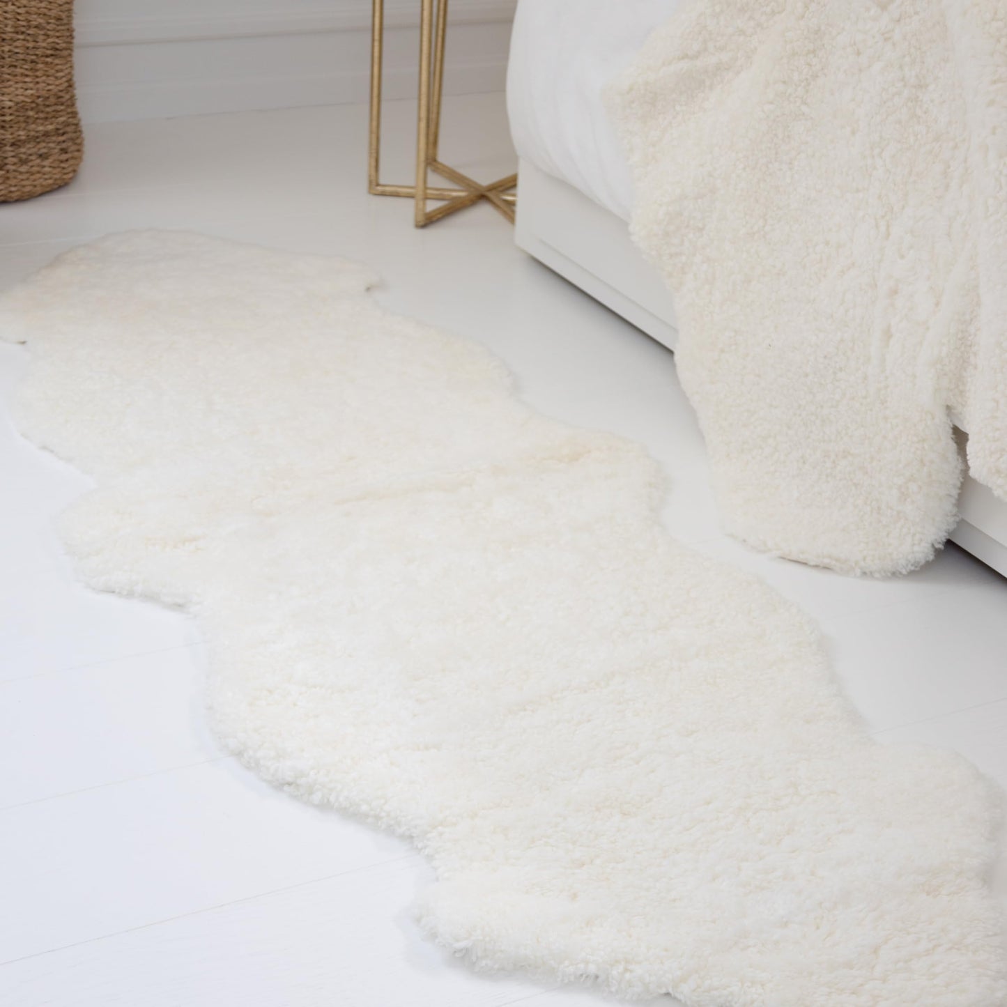 Nordic Sheep Real Sheepskin Rug 2x6 ft | Sheepskin Rugs for Living Room and Sofa | Large Bedside Rugs for Bedrooms is Breathable & Heat-regulating | Fluffy Rug in Color White